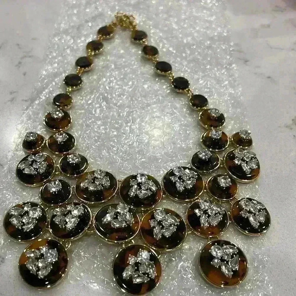 J Crew NEW Tortoise & Crystal Statement Ne… - Picture 9 of 10
